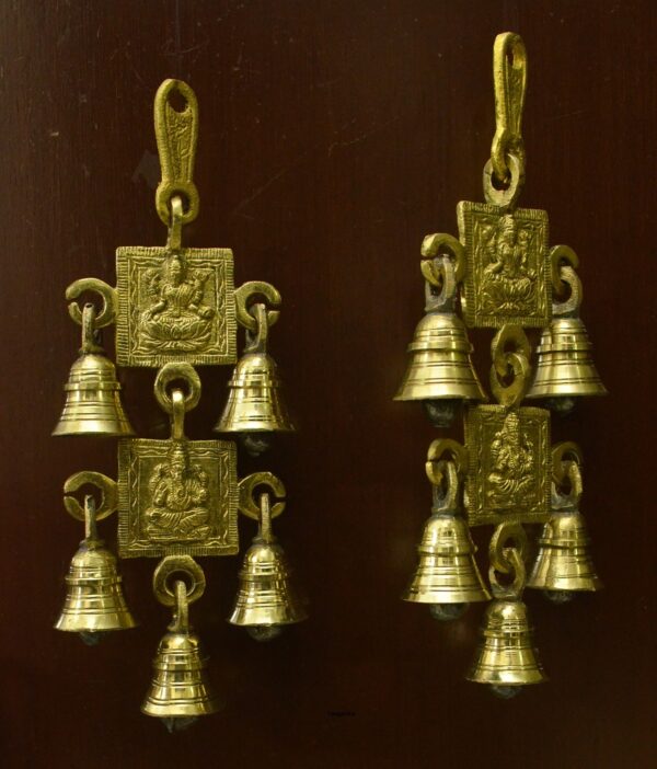 Wall Hanging, Door Hanging Laxmi Ganesh Wall/Door Brass Hanging Ringing Bell for Home Decor/Gift- (set of 2)