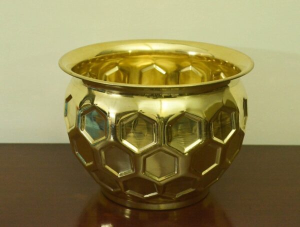 Diamond Cut Brass Planter || Table Top Planter || Plant Container|| Flower Pot for Indoor/Outdoor Plant & Home Decor- Diameter-8 inch - Image 2