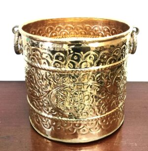 Brass Planter, Metal Planter || Embossed Flower Design Plant Container/Planter/Flower Pot || for Indoor/Outdoor Plant- planter for living room