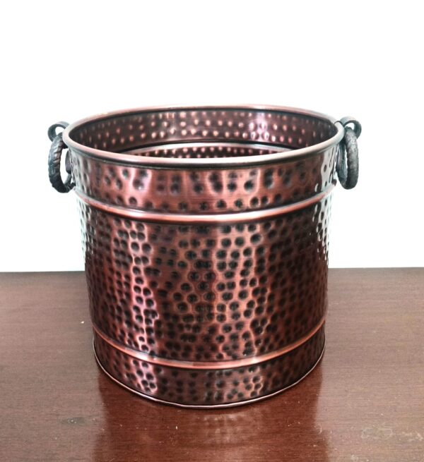 Brass Planter with handle || Planter for Living Room||Antique design Hammered Plant Container, Planter, Flower Pot for Indoor/Outdoor Plant - Image 3