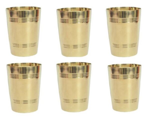 Brass Glass / Tumbler for Drinking Serving Water, Yoga & Ayurveda, Volume-330 ML (Pack of 1 to 6 pcs) - Image 2