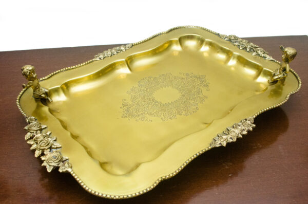 Brass Serving Tray || serving platter || Platter || Matte Antique Finish Decorative Brass Serving Tray with handle