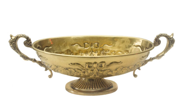 Brass Decoration Bowl || Fruit Bowl || Center Table Decor Bowl || Oval Bowl with embossed design