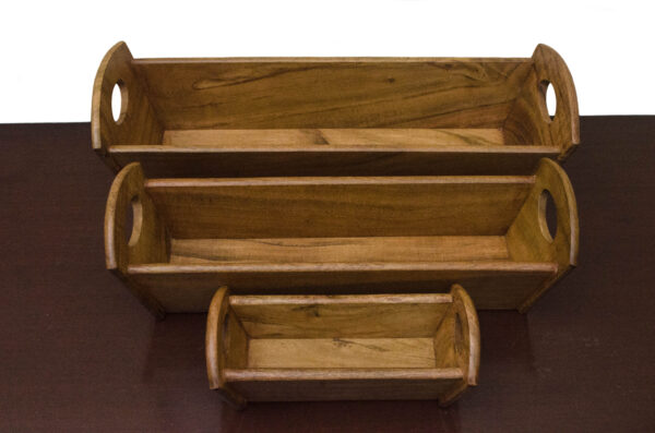 Acacia wood rectangular bread Tray, Wine Tray, Fruit Tray, Multipurpose Serving Tray- Set of 3 pcs