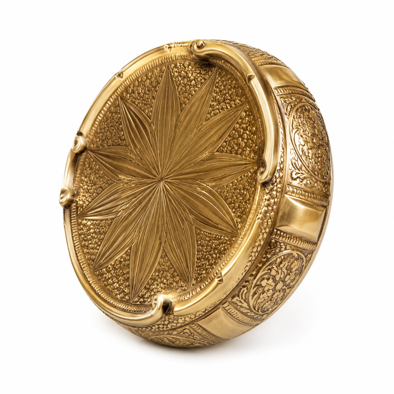 Embossed Brass Urli Bowl | Decorative Tabletop Brass Bowl | Floating Flower Bowl, Antique Brass Centerpiece | Home, Wedding & Festive Décor - Image 2