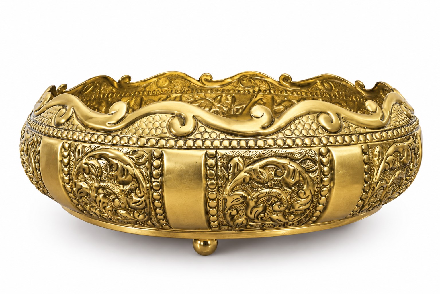 Embossed Brass Urli Bowl | Decorative Tabletop Brass Bowl | Floating Flower Bowl, Antique Brass Centerpiece | Home, Wedding & Festive Décor - Image 4