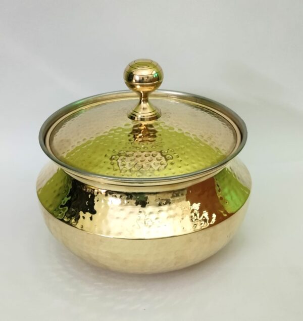 Brass Handi with Lid, Cooking Pot, Degchi, Patila for Cooking & Serving - Set (1.5 & 4 Liter) - Image 5
