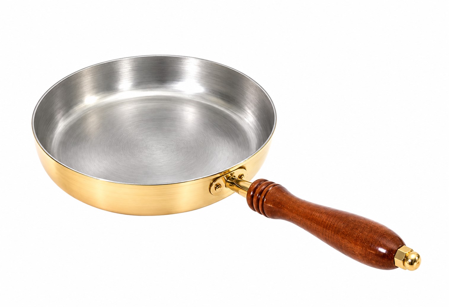 Handmade Brass Frying Pan with Tin (Kalai) Coating, Wooden Handle & Brass Lid (10 Inch) – Traditional Indian Cooking, Frying & Sautéing - Image 4