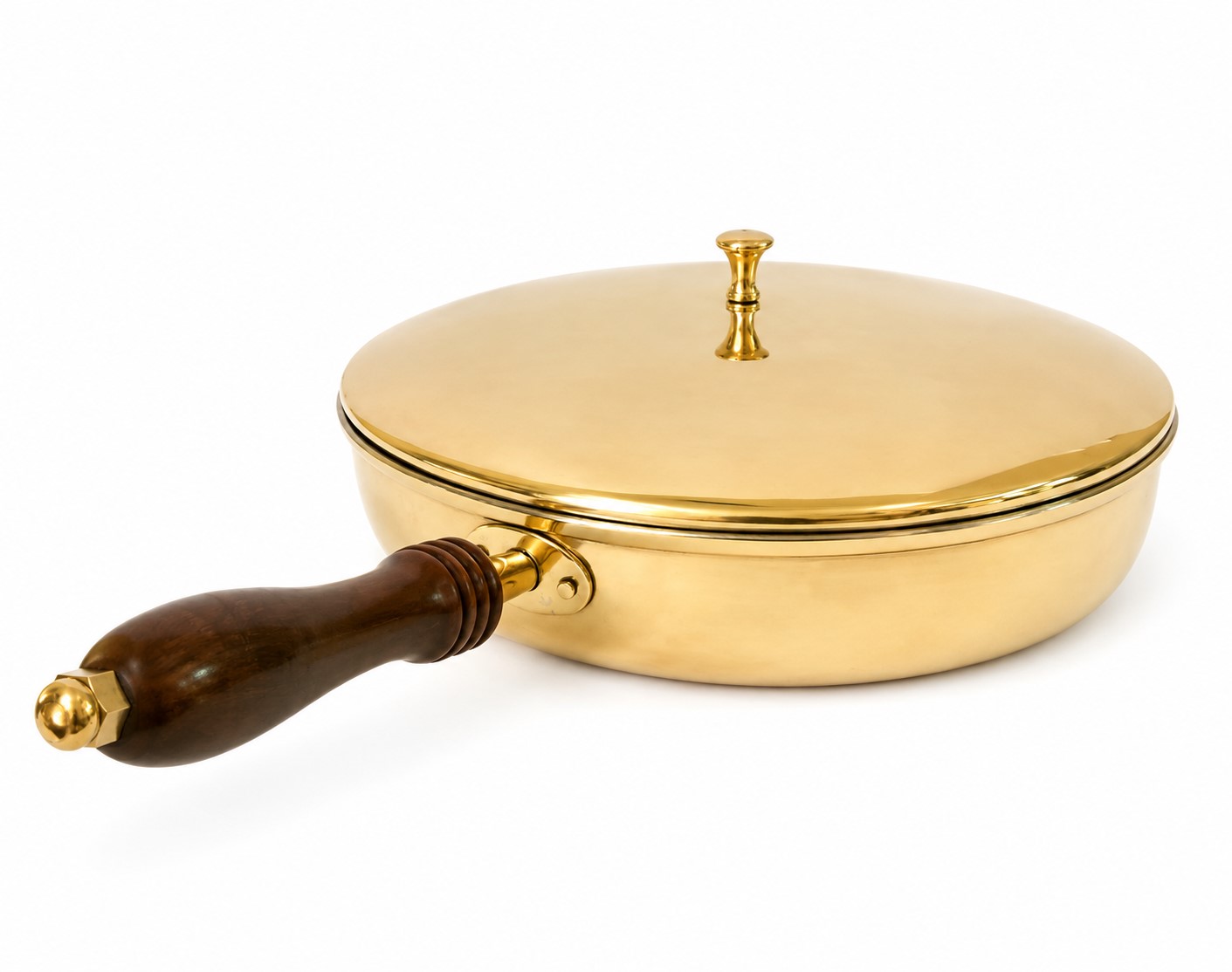 Handmade Brass Frying Pan with Tin (Kalai) Coating, Wooden Handle & Brass Lid (10 Inch) – Traditional Indian Cooking, Frying & Sautéing - Image 5