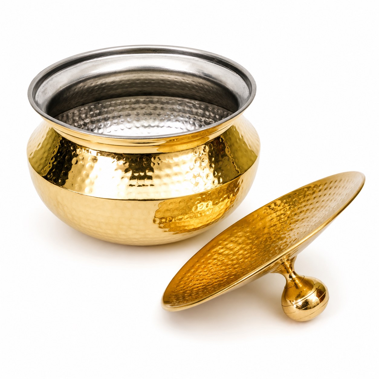 Brass Cooking Pot Set – Handcrafted Brass Handi / Degchi / Patili with Lid – 4 L & 1.5 L – Ideal for Cooking - Serving - Image 6