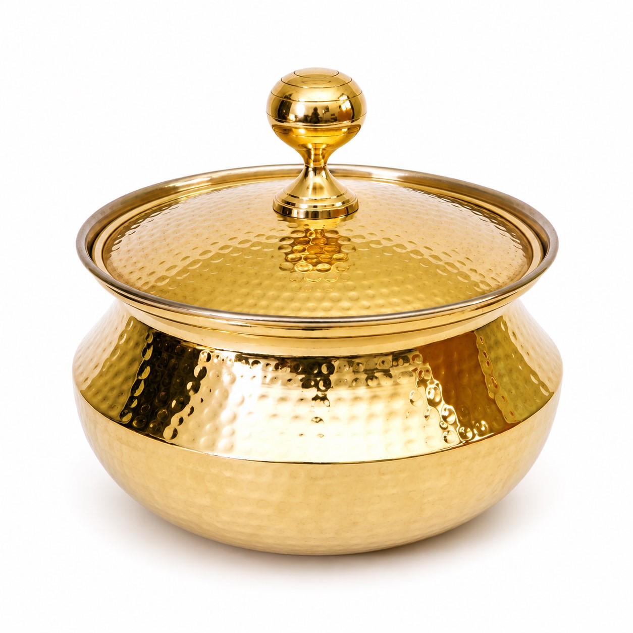 Brass Cooking Pot Set – Handcrafted Brass Handi / Degchi / Patili with Lid – 4 L & 1.5 L – Ideal for Cooking - Serving - Image 3