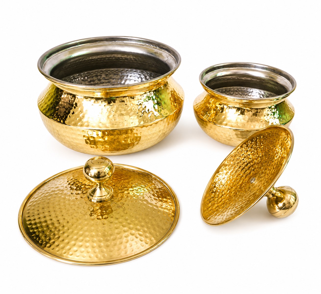 Brass Cooking Pot Set – Handcrafted Brass Handi / Degchi / Patili with Lid – 4 L & 1.5 L – Ideal for Cooking - Serving - Image 4