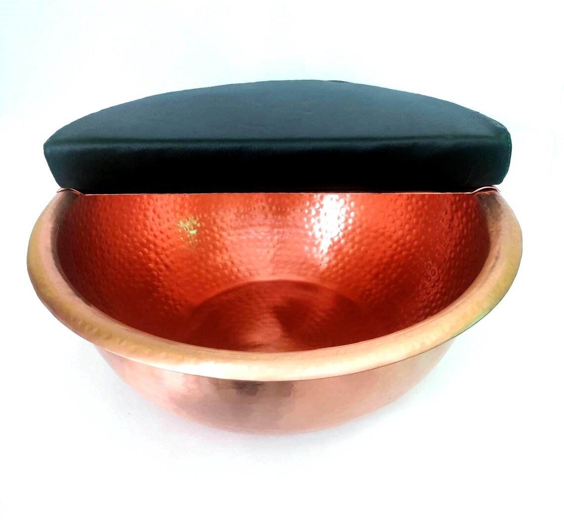 Pedicure Bowls || Copper Spa Pedicure Bath Bowl with Removable Foot Rest || Feet Warm Soaking Massage Tub || Spa Foot Bath Basin