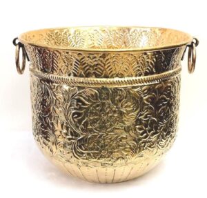 Brass Planter | Embossed Flower Pot |Plant Container | Big Planter | Large Planter