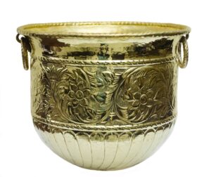 Brass Planter, Plant Container, Metal Planter, Flower Pot, Carved Planter, Living room Planer, Indoor Outdoor Planter