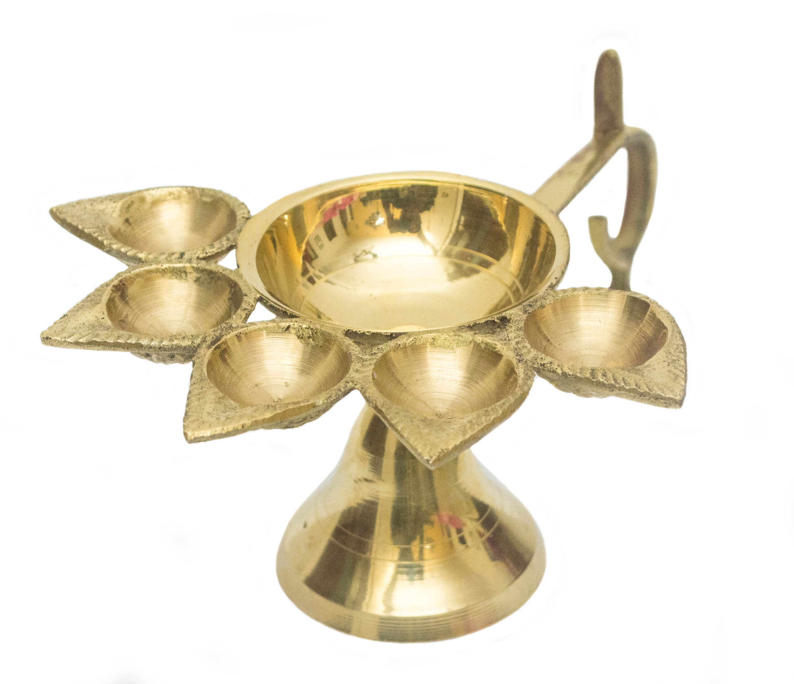 Brass Panchmukhi Diya / Panch Aarti Lamp / Panch Mukhi Aarti Deepak / Oil Lamp with 5 Wicks