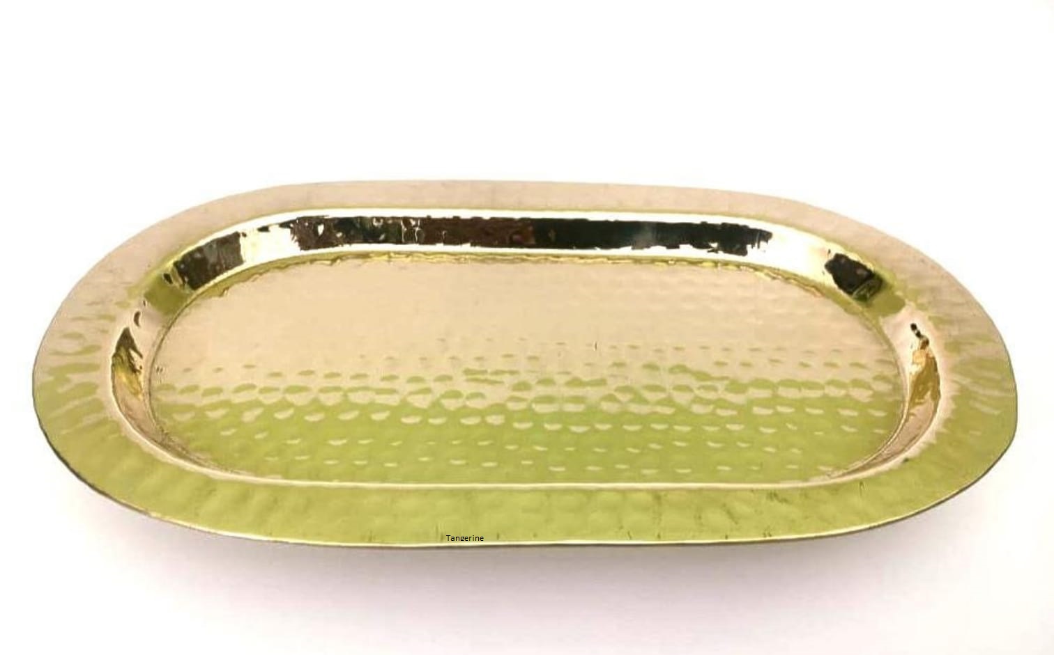 Golden Brass Serving Tray/Platter – Hand-Hammered Antique Finish Oval Design