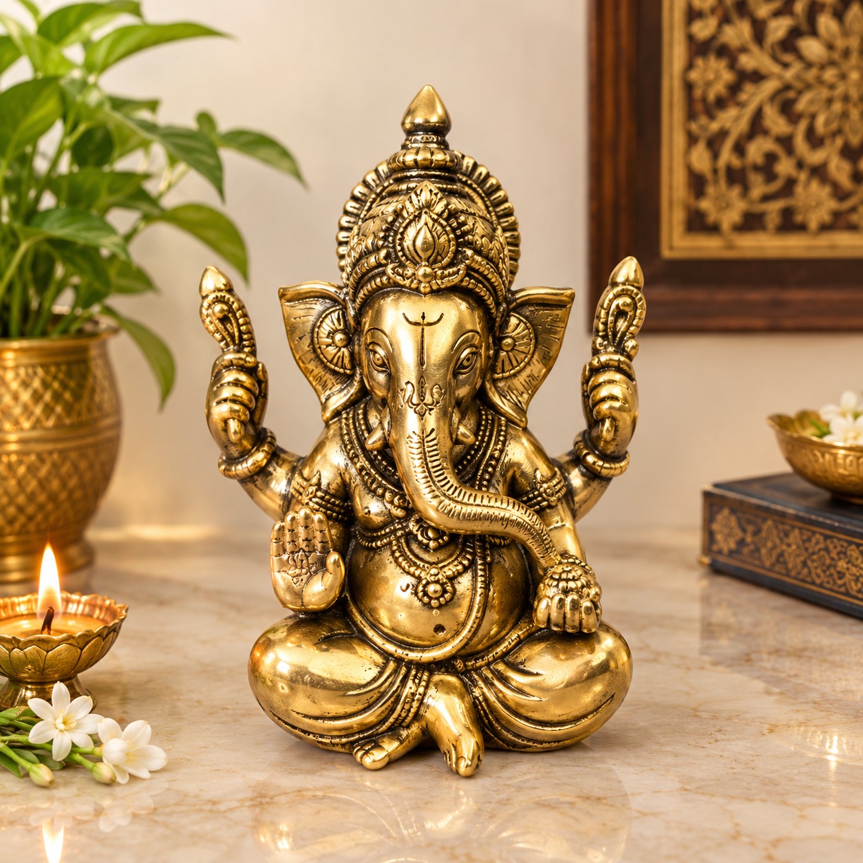 Lord Ganesha Statue | Antique Finish Ganesha Idol for Home Décor & Gifting