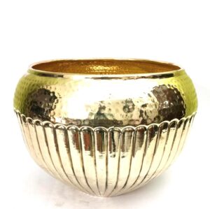 Brass Planter | handcrafted Planter container | Embossed Metal Flower Pot for Living Room Décor