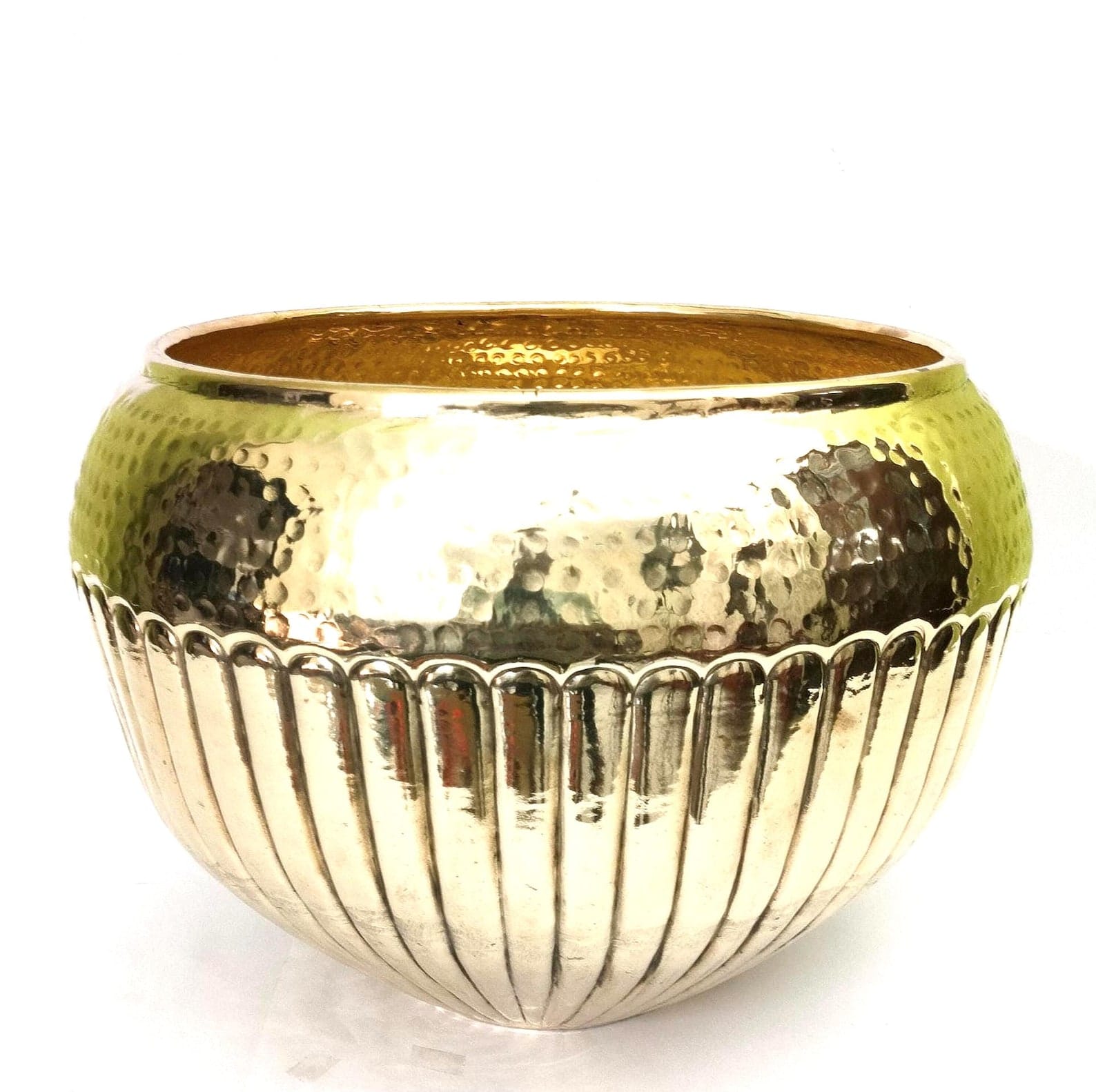Brass Planter | handcrafted Planter container | Embossed Metal Flower Pot for Living Room Décor