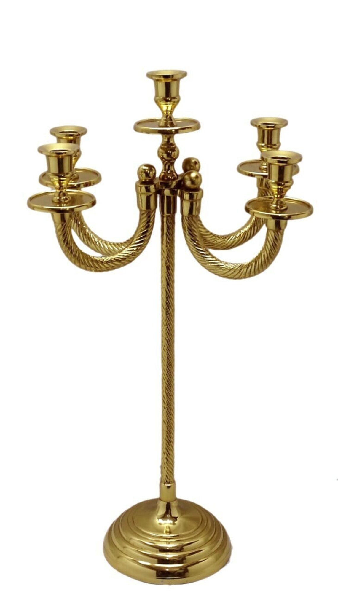 Golden Antique Finish Candelabra Candle Stand | 23-Inch Tall | Available in 5 Candle Holder |for Home, Wedding & Events - Image 3