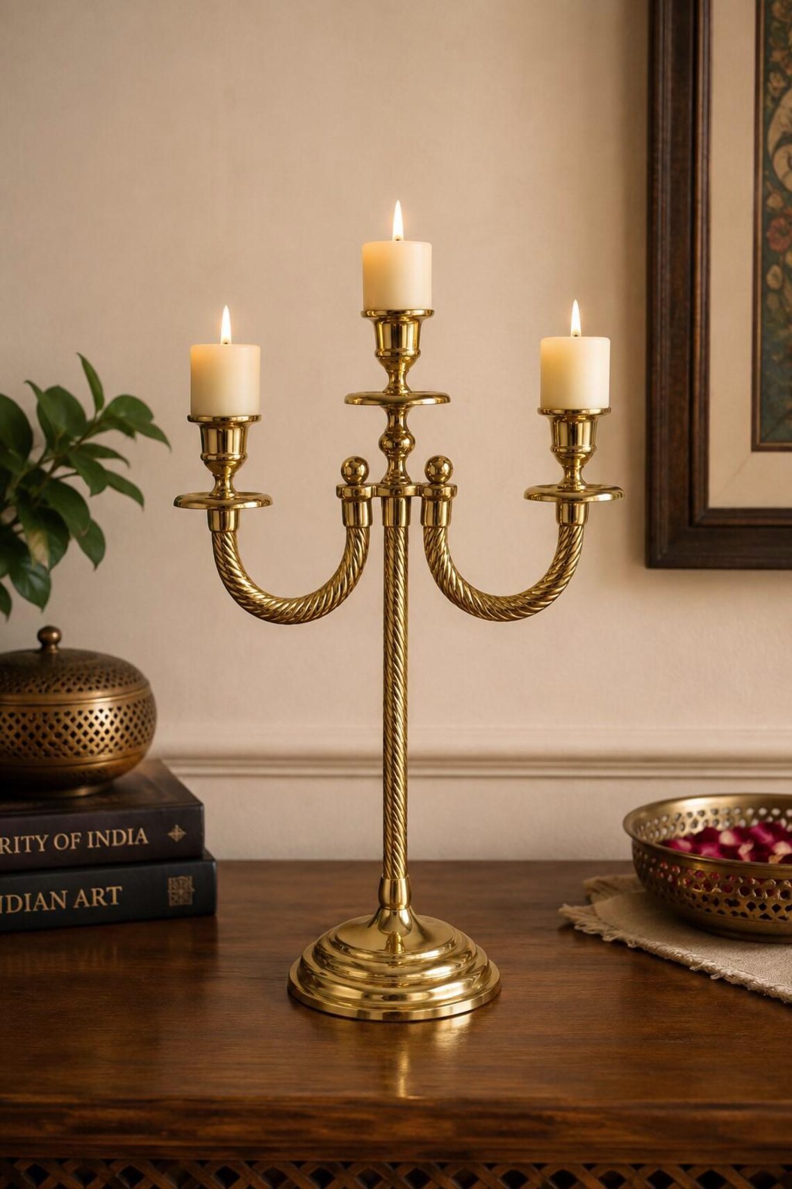 Golden Antique Finish Candelabra | Candle stand | Candle Holder- 23 inch tall
