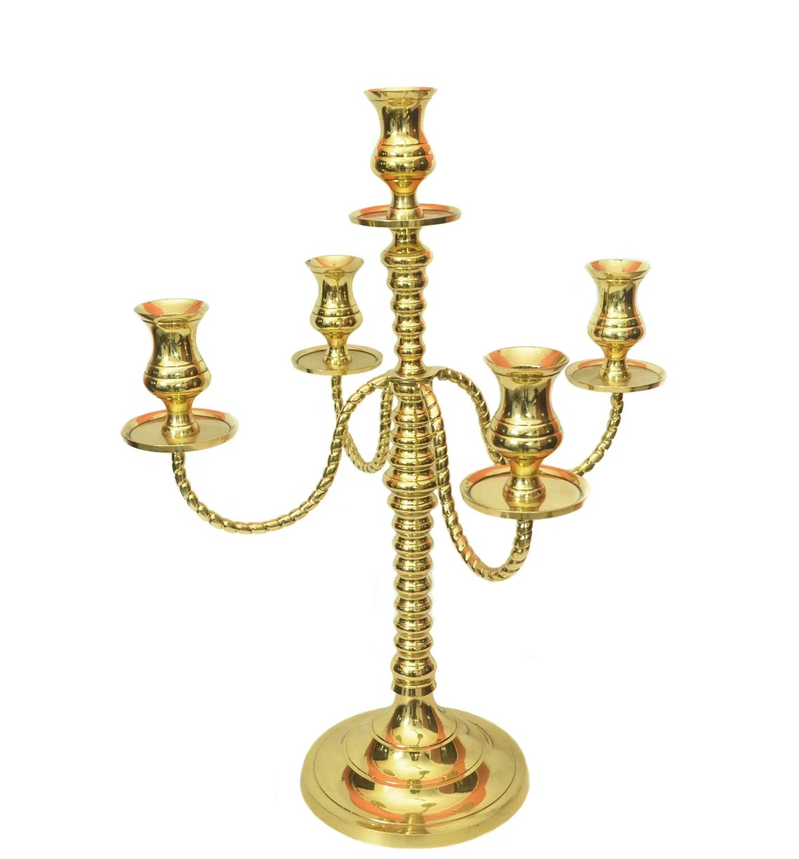 Brass Golden Candelabra Candle Stand | 5-Stick Candle Holder | 20-Inch Tall Vintage Decorative Centerpiece for Home, Wedding & Table Decor - Image 2