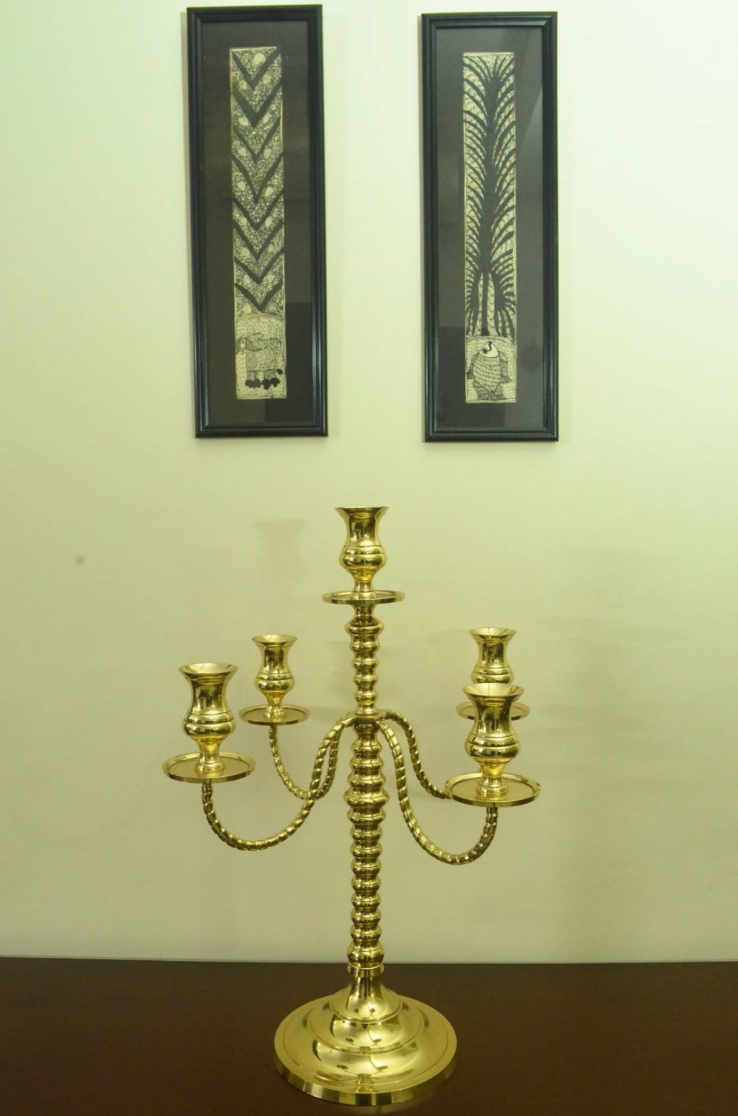 Brass Golden Candelabra Candle Stand | 5-Stick Candle Holder | 20-Inch Tall Vintage Decorative Centerpiece for Home, Wedding & Table Decor - Image 4
