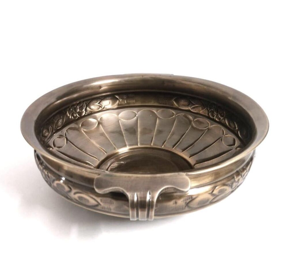 Antique Brass Urli with Floral Design, Decorative Flower Bowl | Ideal for Floating Flowers and Decorative use