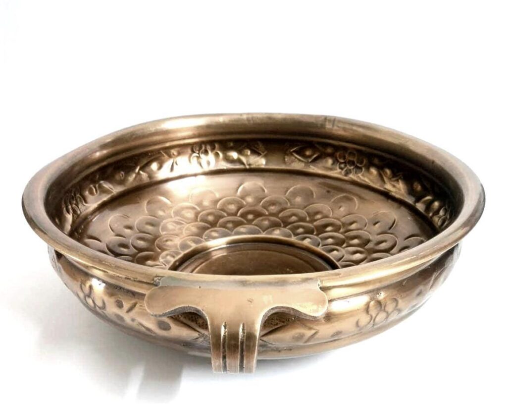 Antique Brass Urli with Floral Design, Decorative Flower Bowl | Ideal for Floating Flowers and Decorative use