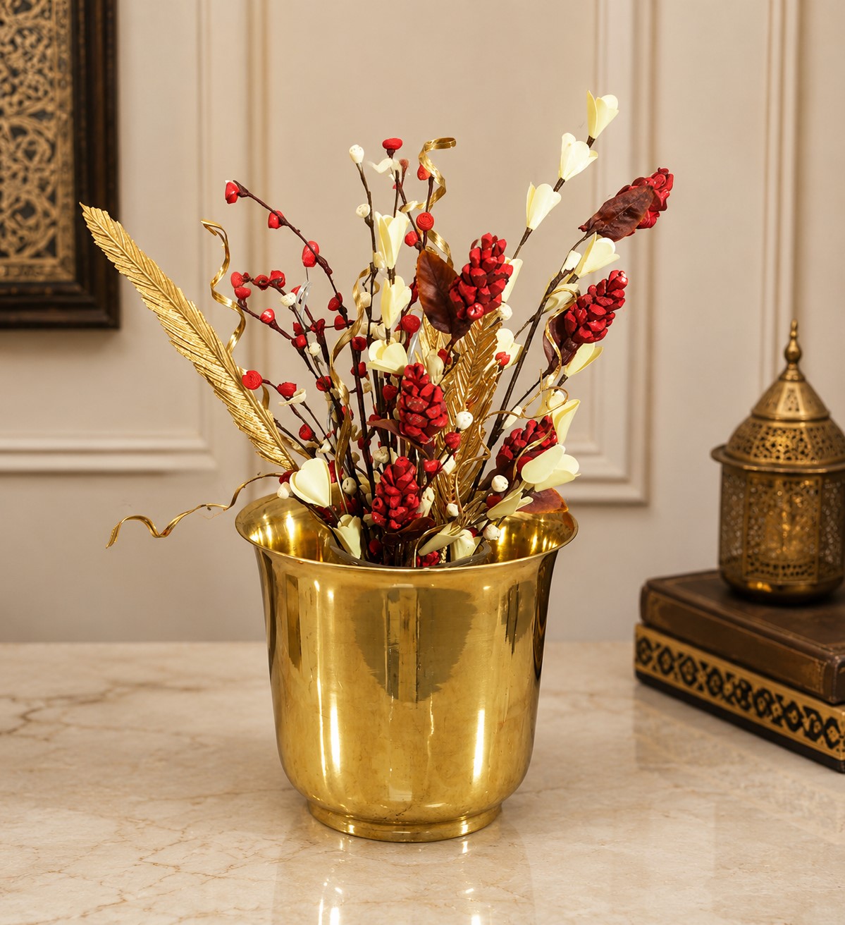 Handcrafted Brass Planter | Brass Plant Containers | Decorative Flower Pots | Traditional Golden Planters for Home & Office Décor