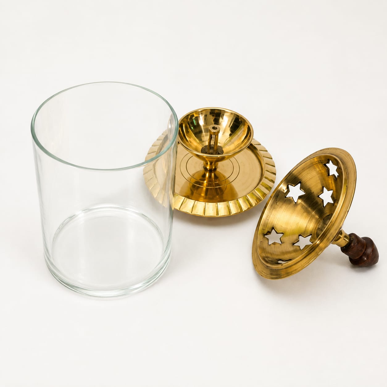 Brass Akhand Diya with Glass Cover & Lid | Traditional Oil Lamp for Temple Pooja, Home Decor, Spiritual Gift - Image 2