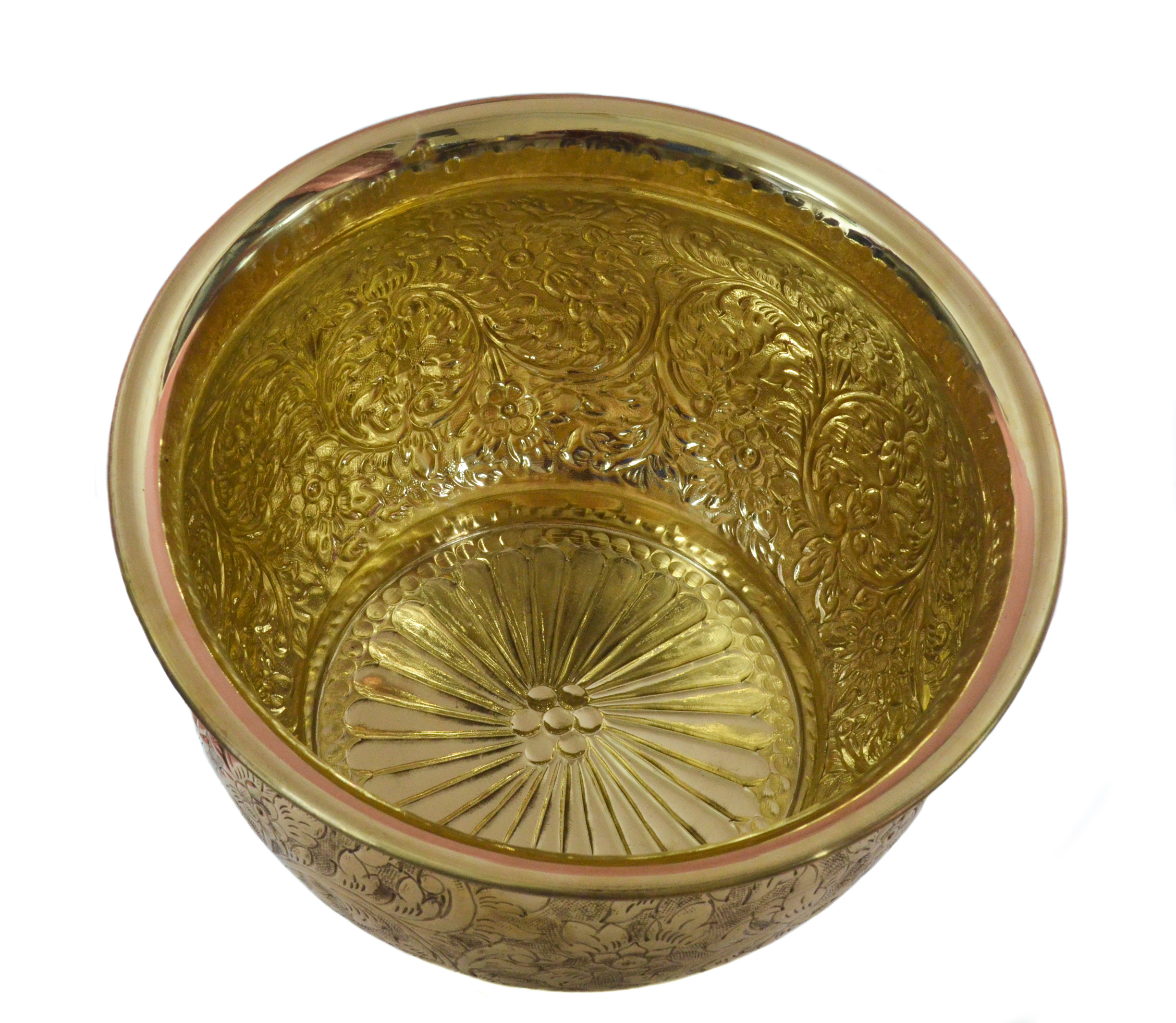 Brass Carved Planter | Handcrafted Brass Plant Container | Flower Pot for Indoor & Outdoor Plants | Embossed Floral Design - Image 4