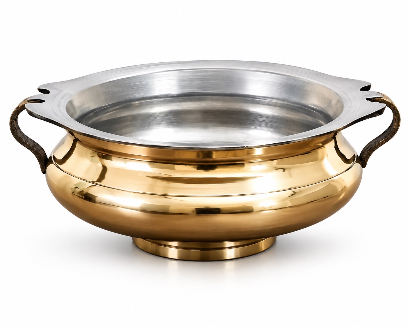 Traditional Indian Brass Urli Cooking Bowl | Handmade Brass Urli Bowl with Tin Lining | Brass Cooking & Serving Bowl with Handles - Image 5