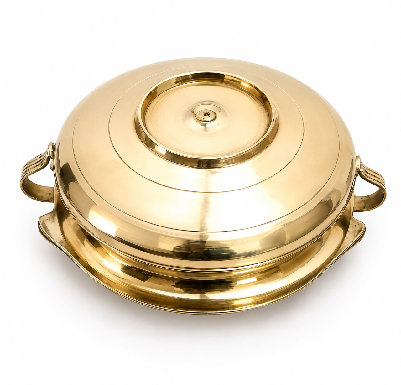 Traditional Indian Brass Urli Cooking Bowl | Handmade Brass Urli Bowl with Tin Lining | Brass Cooking & Serving Bowl with Handles - Image 4