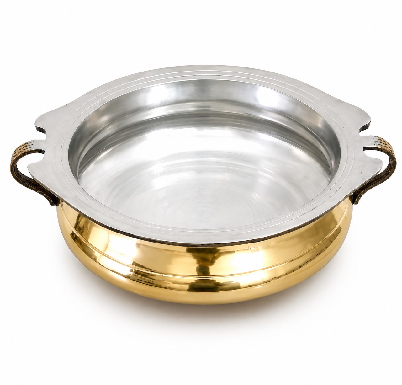 Traditional Indian Brass Urli Cooking Bowl | Handmade Brass Urli Bowl with Tin Lining | Brass Cooking & Serving Bowl with Handles